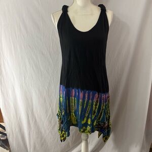 Advance Apparels Black and Blue Tie-Dye Dress